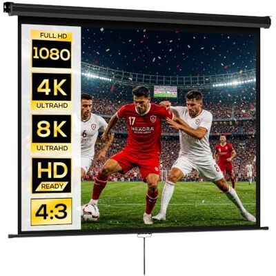 HOMCOM Écran de Projection 84" 4:3 HD 4K 171 x 128 cm Noir Écran Videoprojecteur, Boîtier en Métal, Hauteur Réglable Manuellement, pour Cinéma Maison, Bureau, Voyage HOMCOM Écran de Projection 84" 4:3 HD 4K 171 x 128 cm Noir Écran Videoprojecteur, Boîtier en Métal, Hauteur Réglable Manuellement, pour Cinéma Maison, Bureau, Voyage