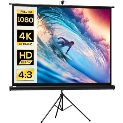 HOMCOM Écran de Projection Trépied Pliable 84 Pouces 4:3 180L cm Noir 4K HD, Écran Vidéoprojecteur, Hauteur Réglable, Angle de Vision 160°, Home Cinéma, Films en Intérieur/Extérieur HOMCOM Écran de Projection Trépied Pliable 84 Pouces 4:3 180L cm Noir 4K HD, Écran Vidéoprojecteur, Hauteur Réglable, Angle de Vision 160°, Home Cinéma, Films en Intérieur/Extérieur