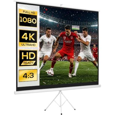 HOMCOM Écran de Projection Trépied Pliable 120 Pouces 4:3 254L cm Blanc 4K HD, Écran Vidéoprojecteur, Hauteur Réglable, Angle de Vision 160°, Home Cinéma, Films en Intérieur/Extérieur HOMCOM Écran de Projection Trépied Pliable 120 Pouces 4:3 254L cm Blanc 4K HD, Écran Vidéoprojecteur, Hauteur Réglable, Angle de Vision 160°, Home Cinéma, Films en Intérieur/Extérieur