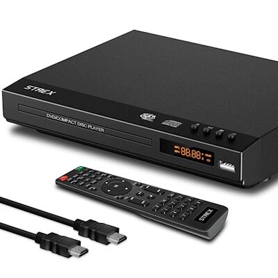 Strex Lecteur DVD avec HDMI Full HD 1080P Télécommande USB HDMI/RCA Région libre Noir Strex Lecteur DVD avec HDMI Full HD 1080P Télécommande USB HDMI/RCA Région libre Noir
