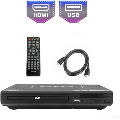 KCR Lecteur DVD 225 mm pour TV, apprentissage à la maison et divertissement, sortie HDMI/AV, entrée USB, avec télécommande (pas BLU-Ray) KCR Lecteur DVD 225 mm pour TV, apprentissage à la maison et divertissement, sortie HDMI/AV, entrée USB, avec télécommande (pas BLU-Ray)