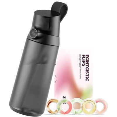AIR UP ® Bouteille d'eau Click Midnight Black Original Starter Set avec dosettes en 5 saveurs Gourde de 600 ml avec arôme sans sucre Passe au lave-vaisselle, sans BPA AIR UP ® Bouteille d'eau Click Midnight Black Original Starter Set avec dosettes en 5 saveurs Gourde de 600 ml avec arôme sans sucre Passe au lave-vaisselle, sans BPA