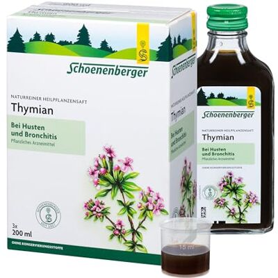 Schoenenberger Thym Jus de plantes médicinales naturelles pour toux et bronchite 600 ml Schoenenberger Thym Jus de plantes médicinales naturelles pour toux et bronchite 600 ml