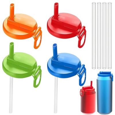 GIUSOBG Lot de 4 couvercles de canettes avec paille Réutilisables Pour boissons énergétiques Avec paille Pour limonade, cola (uni) GIUSOBG Lot de 4 couvercles de canettes avec paille Réutilisables Pour boissons énergétiques Avec paille Pour limonade, cola (uni)