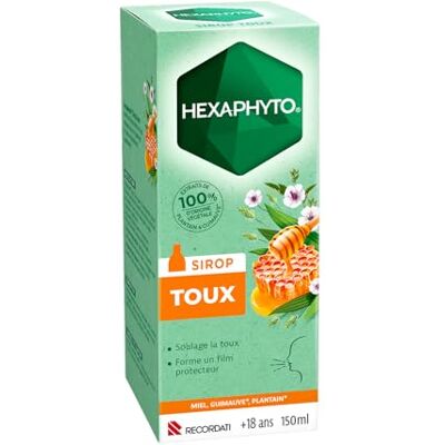HEXAPHYTO Sirop toux Soulage la toux sèche & grasse Protège & apaise la muqueuse de la gorge Protection des voies respiratoires Extraits de 100% d'origine végétale Dès 18 ans 150 ml HEXAPHYTO Sirop toux Soulage la toux sèche & grasse Protège & apaise la muqueuse de la gorge Protection des voies respiratoires Extraits de 100% d'origine végétale Dès 18 ans 150 ml