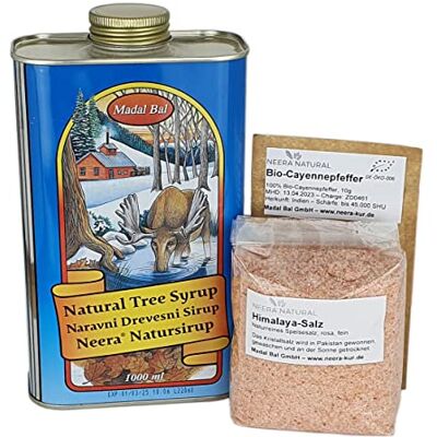 Neera Cure de jus de citron I 1 l de sirop d'arbre + poivre de Cayenne + sel + thé ayurveda I Substitut alimentaire pour 5-7 jours de cure de jeûne avec instructions (français non garanti) I Boisson Neera Cure de jus de citron I 1 l de sirop d'arbre + poivre de Cayenne + sel + thé ayurveda I Substitut alimentaire pour 5-7 jours de cure de jeûne avec instructions (français non garanti) I Boisson