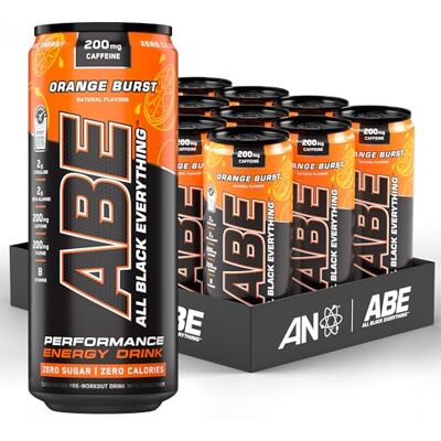 Applied Nutrition ABE Pré-Workout Boissons Énergétiques All Black Everything, Boisson Gazeuse Saveur Explosion d'Orange, Pack de 12 Canettes de 330 ml Applied Nutrition ABE Pré-Workout Boissons Énergétiques All Black Everything, Boisson Gazeuse Saveur Explosion d'Orange, Pack de 12 Canettes de 330 ml