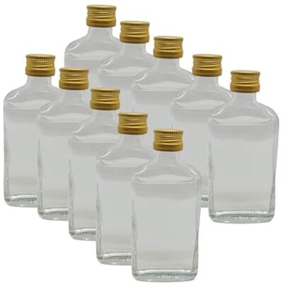 DIAH DO IT AT HOME Lot de 50 bouteilles miniatures en verre de 50 ml avec couvercles dorés – Coffret cadeau professionnel pour spiritueux faits maison, gin, rhum et brandy – Petites bouteilles DIAH DO IT AT HOME Lot de 50 bouteilles miniatures en verre de 50 ml avec couvercles dorés – Coffret cadeau professionnel pour spiritueux faits maison, gin, rhum et brandy – Petites bouteilles