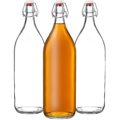 KADAX Lot de 3 bouteilles à armatures de 2 l Grandes bouteilles en verre avec bouchon à étrier KADAX Lot de 3 bouteilles à armatures de 2 l Grandes bouteilles en verre avec bouchon à étrier