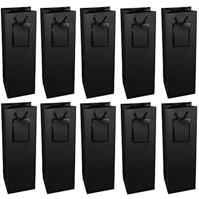 Ideen mit Herz Lot de 10 sacs cadeaux pour bouteilles 36 x 12 x 10 cm Idéal pour offrir du vin, du champagne et du champagne (noir mat) Ideen mit Herz Lot de 10 sacs cadeaux pour bouteilles 36 x 12 x 10 cm Idéal pour offrir du vin, du champagne et du champagne (noir mat)
