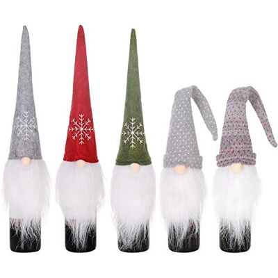 Frgasgds Lot de 5 housses de bouteille de vin de Noël décoratives faites à la main avec Père Noël Pour whisky, spiritueux, champagne, décorations de fête de Noël, festival, dîner, table, cadeaux de Noël Frgasgds Lot de 5 housses de bouteille de vin de Noël décoratives faites à la main avec Père Noël Pour whisky, spiritueux, champagne, décorations de fête de Noël, festival, dîner, table, cadeaux de Noël