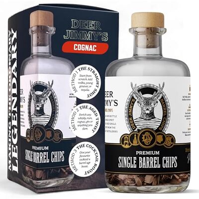 Deer Jimmy's Coffret Cadeau DIY Cognac ® – Créez Votre Propre Cognac avec du chêne Premium Issu des Meilleurs fûts de Cognac – Vieillissement en fût pour Tout spiritueux – Le Cadeau pour Homme Deer Jimmy's Coffret Cadeau DIY Cognac ® – Créez Votre Propre Cognac avec du chêne Premium Issu des Meilleurs fûts de Cognac – Vieillissement en fût pour Tout spiritueux – Le Cadeau pour Homme