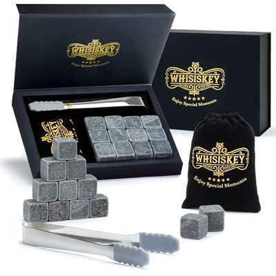 Whisiskey Pierre a Whisky – Coffret Whisky 12x Pierre a Whiskey, Sac de Rangement & Pince Compris – Glacon Reutilisable Cadeau Homme Whisiskey Pierre a Whisky – Coffret Whisky 12x Pierre a Whiskey, Sac de Rangement & Pince Compris – Glacon Reutilisable Cadeau Homme
