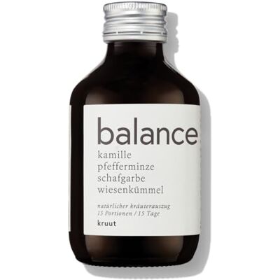 kruut – Balance Extrait d'herbes bio 150 ml – Elixir après avoir mangé à partir d'herbes sauvages camomille, achillée millefeuille, menthe poivrée, graines de prairie – Cure de sirop d'extrait kruut – Balance Extrait d'herbes bio 150 ml – Elixir après avoir mangé à partir d'herbes sauvages camomille, achillée millefeuille, menthe poivrée, graines de prairie – Cure de sirop d'extrait