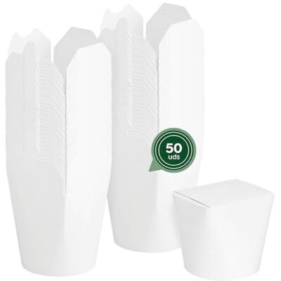 Horeca Collection MAXI PRODUCTS Lot de 50 boîtes pour noodles 1000 ml Take Away Asia Asia Food Boîtes en carton blanches Aliments à emporter Prêt à l'emploi Horeca Collection MAXI PRODUCTS Lot de 50 boîtes pour noodles 1000 ml Take Away Asia Asia Food Boîtes en carton blanches Aliments à emporter Prêt à l'emploi