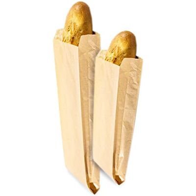 Buabi Baguette Sacs à casse-croûte, marron, forme allongée, pour collation, pain, déjeuner, pâtisserie, petit-déjeuner, collation, bonbons, biscuits, fruits (100 sachets 31 x 10 + 6) Buabi Baguette Sacs à casse-croûte, marron, forme allongée, pour collation, pain, déjeuner, pâtisserie, petit-déjeuner, collation, bonbons, biscuits, fruits (100 sachets 31 x 10 + 6)