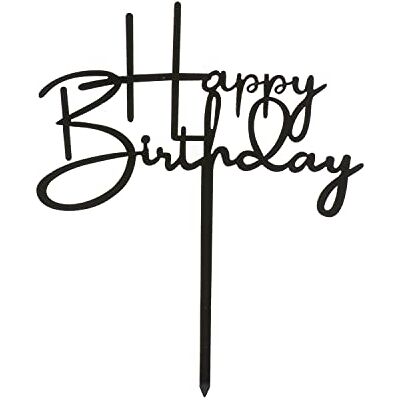 dekora Décoration de gâteau d'anniversaire Happy Birthday Cake Topper Noir Dimensions 12 x 12,5 cm dekora Décoration de gâteau d'anniversaire Happy Birthday Cake Topper Noir Dimensions 12 x 12,5 cm