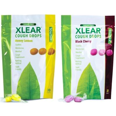 Xlear Xylitol Lot de 30 gouttes contre la toux sans sucre pour adultes et enfants, pastilles pour la bouche sèche, pastilles pour maux de gorge sans sucre, cerise noire naturelle et citron miel, 30 Xlear Xylitol Lot de 30 gouttes contre la toux sans sucre pour adultes et enfants, pastilles pour la bouche sèche, pastilles pour maux de gorge sans sucre, cerise noire naturelle et citron miel, 30