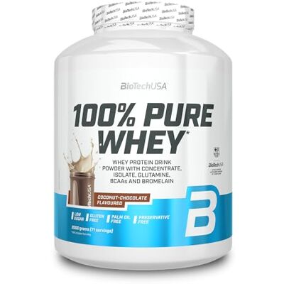 BioTechUSA 100% Pure Whey Poudre de protéines avec BCAA et Glutamine Sans gluten, sans huile de palme 21g de protéines par portion, 2 kg, Chocolat-Coco BioTechUSA 100% Pure Whey Poudre de protéines avec BCAA et Glutamine Sans gluten, sans huile de palme 21g de protéines par portion, 2 kg, Chocolat-Coco
