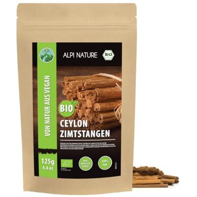Alpi Nature Cannelle de Ceylan BIO en Bâtons 125g, Bâtons de Cannelle 80 mm, Environ 15 par Sachet Alpi Nature Cannelle de Ceylan BIO en Bâtons 125g, Bâtons de Cannelle 80 mm, Environ 15 par Sachet