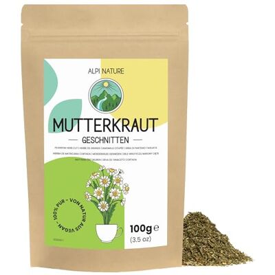 Alpi Nature Grande Camomille Tisane 100g, Grande Camomille Séchée et Coupée, Tanacetum Parthenium Alpi Nature Grande Camomille Tisane 100g, Grande Camomille Séchée et Coupée, Tanacetum Parthenium