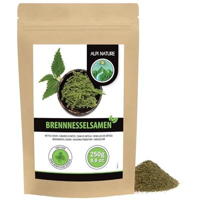 Alpi Nature Ortie Graine 250g, Gousses de Graines d'Ortie Séchées et Frottées pour Thé Alpi Nature Ortie Graine 250g, Gousses de Graines d'Ortie Séchées et Frottées pour Thé