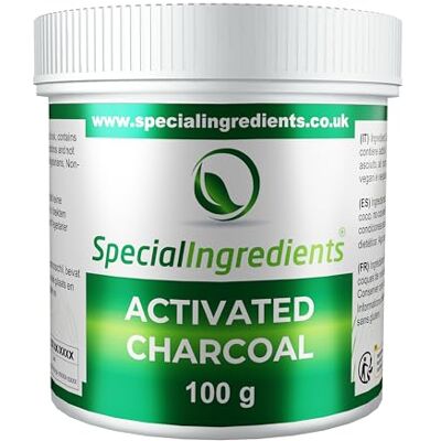 Special Ingredients Poudre de charbon actif de qualité supérieure 100 g En poudre ultra fine Fabriquée en coquille de coco (étiquettes et instructions allemandes) Special Ingredients Poudre de charbon actif de qualité supérieure 100 g En poudre ultra fine Fabriquée en coquille de coco (étiquettes et instructions allemandes)