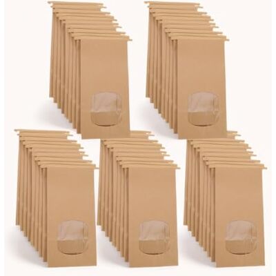 QINGZY Lot de 50 sachets en papier kraft avec fenêtre 17 x 9 x 6 cm Résistants à l'huile Pour cadeaux d'invités, noix, grains de café, feuilles de thé, épices, sacs en papier marron, sachets à bonbons QINGZY Lot de 50 sachets en papier kraft avec fenêtre 17 x 9 x 6 cm Résistants à l'huile Pour cadeaux d'invités, noix, grains de café, feuilles de thé, épices, sacs en papier marron, sachets à bonbons