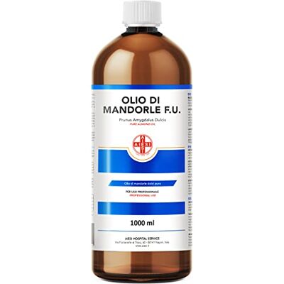 AIESI ® Huile d'Amande Douce Ph.Eur. pure 100% (1000 ml) pressée à froid pour usage pharmaceutique, alimentaire, cosmétique et dermatologique, Made in Italy AIESI ® Huile d'Amande Douce Ph.Eur. pure 100% (1000 ml) pressée à froid pour usage pharmaceutique, alimentaire, cosmétique et dermatologique, Made in Italy