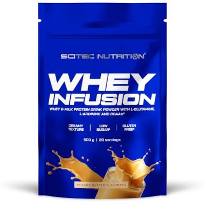 Scitec Nutrition Whey Infusion Protéine de Lactosérum & Lait avec BCAA, L-Glutamine, L-Arginine Faible en Sucre, Sans Gluten, Fibres, 500 g, Beurre de Cacahuète Scitec Nutrition Whey Infusion Protéine de Lactosérum & Lait avec BCAA, L-Glutamine, L-Arginine Faible en Sucre, Sans Gluten, Fibres, 500 g, Beurre de Cacahuète