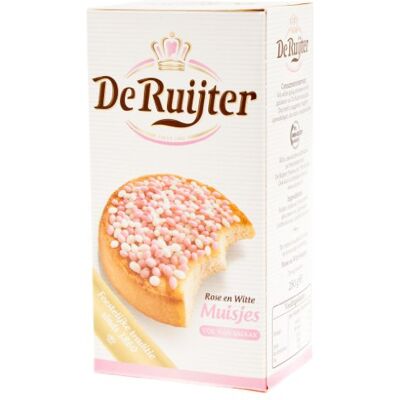 De Ruijter Rose et blanc, flocons / rose et souris blanches De Ruijter Rose et blanc, flocons / rose et souris blanches