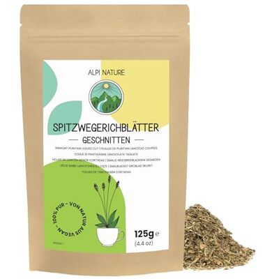 Alpi Nature Plantain Lancéolé Thé 125g, Plantain Lancéolé Séché et Coupé, Thé en Vrac Alpi Nature Plantain Lancéolé Thé 125g, Plantain Lancéolé Séché et Coupé, Thé en Vrac