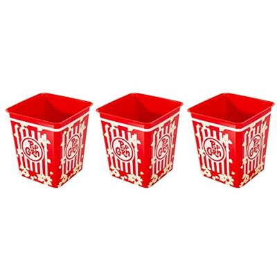Kigima Lot de 3 gobelets à pop-corn réutilisables de 3 l Rouge Kigima Lot de 3 gobelets à pop-corn réutilisables de 3 l Rouge