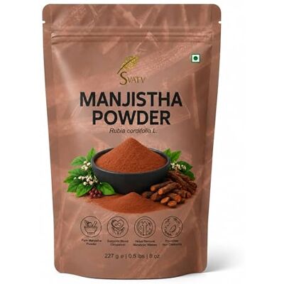 SVATV Poudre de manjistha naturelle (Rubia cordifolia) Poudre de racine de Madder Favorise une peau saine et claire Couleur naturelle des cheveux Madder indien Hydratant naturel 227 g SVATV Poudre de manjistha naturelle (Rubia cordifolia) Poudre de racine de Madder Favorise une peau saine et claire Couleur naturelle des cheveux Madder indien Hydratant naturel 227 g