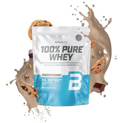 BioTechUSA 100% Pure Whey Protéines en poudre avec BCAA et glutamine, sans gluten, sans huile de palme 28 g de protéines par portion, 1 kg, Cookies & Crème BioTechUSA 100% Pure Whey Protéines en poudre avec BCAA et glutamine, sans gluten, sans huile de palme 28 g de protéines par portion, 1 kg, Cookies & Crème