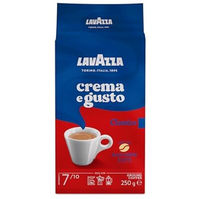 Lavazza Crema E Gusto, Café moulu, convient pour cafetière Moka, Lot de 10, 10 x 250g Lavazza Crema E Gusto, Café moulu, convient pour cafetière Moka, Lot de 10, 10 x 250g