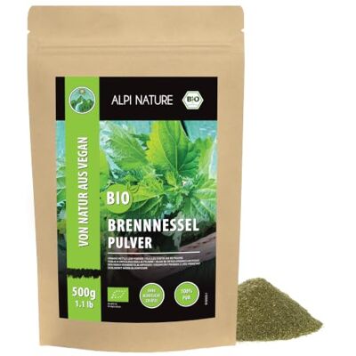Alpi Nature Poudre Ortie BIO Feuilles 500g, Feuilles d'Ortie Séchées et Moulues, Urtica dioica Alpi Nature Poudre Ortie BIO Feuilles 500g, Feuilles d'Ortie Séchées et Moulues, Urtica dioica