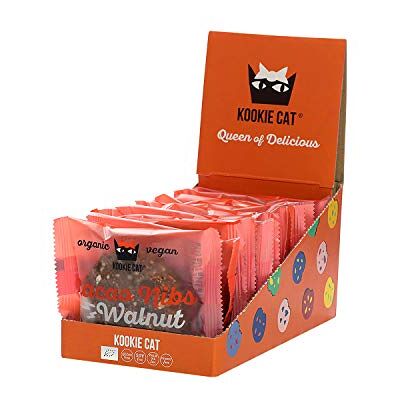KOOKIE CAT Cacao Nibs & Walnut Lot de 12 biscuits végétaliens emballés individuellement, sans gluten, sans soï, bio et biologiques, noix de cajou et avoine, 12 x 50 g dans une boîte A KOOKIE CAT Cacao Nibs & Walnut Lot de 12 biscuits végétaliens emballés individuellement, sans gluten, sans soï, bio et biologiques, noix de cajou et avoine, 12 x 50 g dans une boîte A