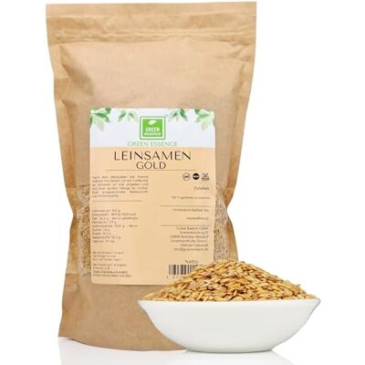 Green Essence Graines de lin dorées entières dorées 1 kg de l'essence verte sans additifs – Végétalien – Grains entiers naturels – Qualité alimentaire brute (1 kg) Green Essence Graines de lin dorées entières dorées 1 kg de l'essence verte sans additifs – Végétalien – Grains entiers naturels – Qualité alimentaire brute (1 kg)