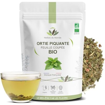 Herbes du Monde Tisane Ortie Piquante BIO Feuille Coupée Urtica Doica Infusion Organic Détox Soulage Maux d'Estomac Combat Probléme de Peau 1 sachet de 30g Certifiée AB Herbes du Monde Tisane Ortie Piquante BIO Feuille Coupée Urtica Doica Infusion Organic Détox Soulage Maux d'Estomac Combat Probléme de Peau 1 sachet de 30g Certifiée AB