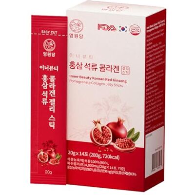 EasyCookAsia MYEONGWON Lot de 14 bâtonnets de gelée de collagène à la grenade coréenne au ginseng rouge et grenade 280 g Collagène de poisson avec vitamine C 20 g x 14 EasyCookAsia MYEONGWON Lot de 14 bâtonnets de gelée de collagène à la grenade coréenne au ginseng rouge et grenade 280 g Collagène de poisson avec vitamine C 20 g x 14