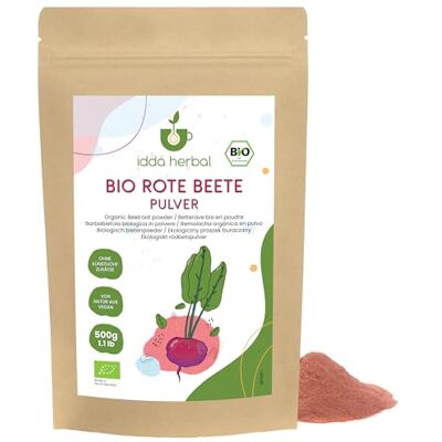 IDDA Herbal Betterave en Poudre BIO 500g, Betterave Séchée Moulue Biologique, Poudre sans Gluten IDDA Herbal Betterave en Poudre BIO 500g, Betterave Séchée Moulue Biologique, Poudre sans Gluten