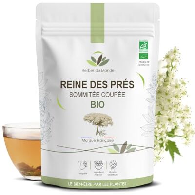 Herbes du Monde Tisane Reine des Prés Bio Sommité Fleurie Infusion Détox & Antidouleur Origine France 60g Certifiée AB Herbes du Monde Tisane Reine des Prés Bio Sommité Fleurie Infusion Détox & Antidouleur Origine France 60g Certifiée AB