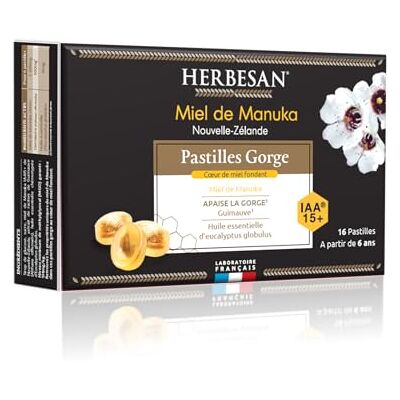 Herbesan Pastilles Coeur Fondant au Miel de Manuka IAA15+ Apaise la Gorge 16 pastilles Herbesan Pastilles Coeur Fondant au Miel de Manuka IAA15+ Apaise la Gorge 16 pastilles