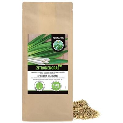 Alpi Nature Citronnelle Thé 500g, Thé en Vrac, Feuilles de Citronnelle Séchées et Coupées Alpi Nature Citronnelle Thé 500g, Thé en Vrac, Feuilles de Citronnelle Séchées et Coupées
