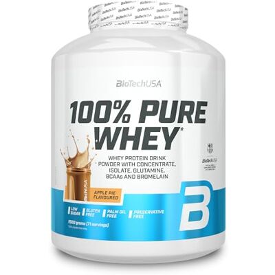 BioTechUSA 100% Pure Whey Poudre de protéines avec BCAA et Glutamine Sans gluten, sans huile de palme 21g de protéines par portion, 2 kg, Tarte Aux Pommes BioTechUSA 100% Pure Whey Poudre de protéines avec BCAA et Glutamine Sans gluten, sans huile de palme 21g de protéines par portion, 2 kg, Tarte Aux Pommes