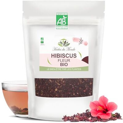 Herbes du Monde Tisane d'Hibiscus BIO Fleur Coupée Infusion Organic Détox et Tonifiante Bissap Karkadé 1 sachet de 50g Certifiée AB Herbes du Monde Tisane d'Hibiscus BIO Fleur Coupée Infusion Organic Détox et Tonifiante Bissap Karkadé 1 sachet de 50g Certifiée AB