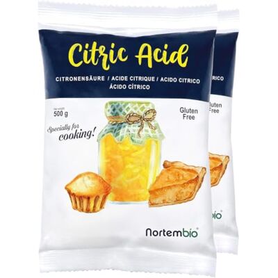 Nortembio Acide Citrique Anhydre en Poudre 2 x 500 g Pur – Additif Alimentaire E330 Qualité Gourmet pour Pâtisserie, Conserves, Boissons et Préparations Maison + eBook GRATUIT Nortembio Acide Citrique Anhydre en Poudre 2 x 500 g Pur – Additif Alimentaire E330 Qualité Gourmet pour Pâtisserie, Conserves, Boissons et Préparations Maison + eBook GRATUIT