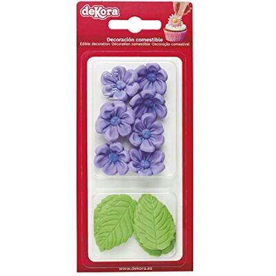 dekora Lot de 8 fleurs violettes et 5 feuilles vertes de pâte de sucre Cake Topper comestibles Décoration pour gâteau d'anniversaire en pâte de sucre dekora Lot de 8 fleurs violettes et 5 feuilles vertes de pâte de sucre Cake Topper comestibles Décoration pour gâteau d'anniversaire en pâte de sucre