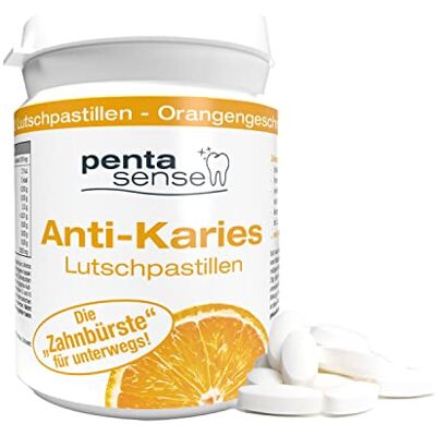 Penta-Sense PentaSense® Xylitol Anti Caries Lot de 30 pastilles au goût orange contre la plaque et l'acide aident à préserver l'émail des dents Penta-Sense PentaSense® Xylitol Anti Caries Lot de 30 pastilles au goût orange contre la plaque et l'acide aident à préserver l'émail des dents